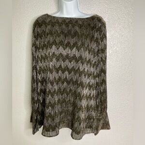 Banana Republic Chevron Shine xl silver/gold herringbone lined sheer sleeves